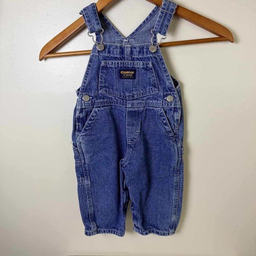 Vintage 90s OshKosh B'Gosh Denim Overalls Toddler 12 Months USA Made Blue